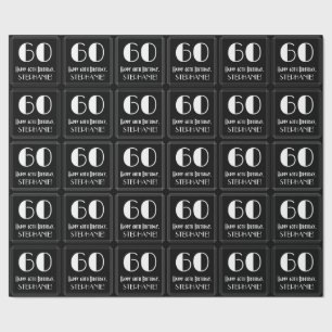 Papier Cadeau 60e anniversaire - Art Déco Inspiré Look "60", Nom
