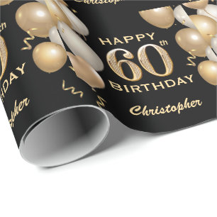 Papier Cadeau 60e anniversaire Ballons de Parties scintillant no