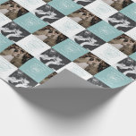 Papier Cadeau 60e anniversaire du Mariage Diamond 2 photos<br><div class="desc">60 ans d'anniversaire d'amour ajoutez votre propre papier cadeau d'anniversaire de diamant photo. Un simple trait art coeur pierre effet graphique bleu diamant clair aqua et blanc carré enveloppé personnalisé. Customisez avec votre propre choix de noms ou de relations, aux photos du couple heureux de temps en temps et de...</div>