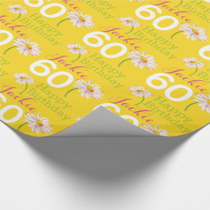 Papier Cadeau 60e anniversaire fleur de marguerite nommé emball