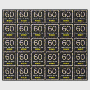 Papier Cadeau 60e anniversaire : Floral Flowers Numéro, Nom pers