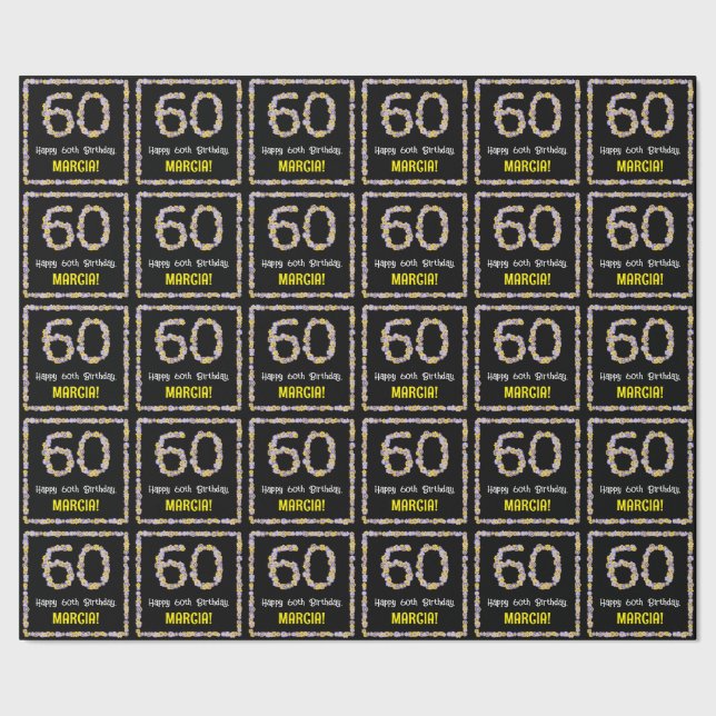 Papier Cadeau 60e anniversaire : Floral Flowers Numéro, Nom pers (Couture)