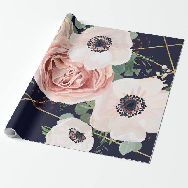 Papier Cadeau 60lb Papier à envelopper Rouleau Jardin géométriqu (Déroulé)