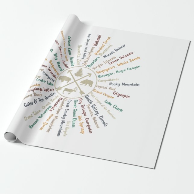 Papier Cadeau 63 Carte des parcs nationaux Cadeaux US Park Campi (Déroulé)