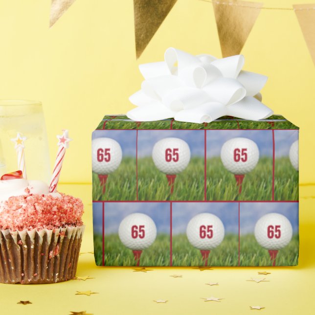 Papier Cadeau 65e anniversaire Golf Ball (Fête d'anniversaire)