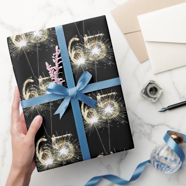 Papier Cadeau 65e anniversaire Sparklers en noir (Cadeaux)