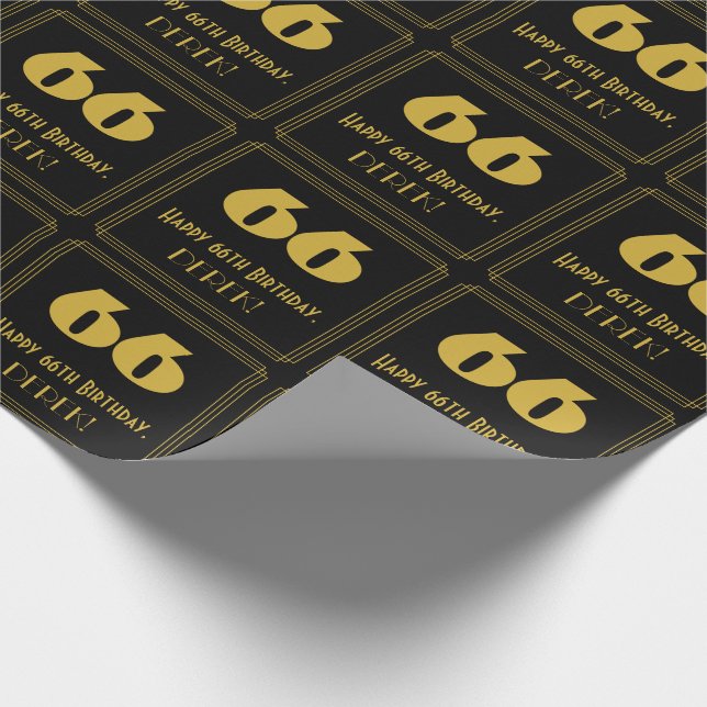 Papier Cadeau 66e anniversaire - Art Déco Inspiré Look "66" & No (Coin)