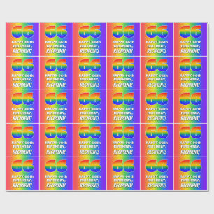 Papier Cadeau 66e anniversaire : Coloré, amusant Motif arc-en-c