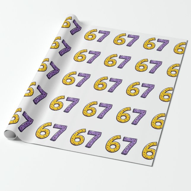 Papier Cadeau 67 Aucune Signification Jaune et Violet (Déroulé)