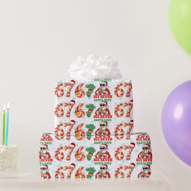 Papier Cadeau 67 Meme Funny Santa Christmas Gift Wrap For Teen  (Cadeaux de fête)