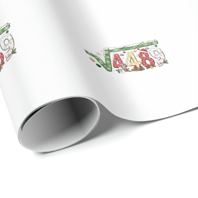Papier Cadeau 67 Racine Carrée 4489 Six Sept Math Noël (Coin rond)