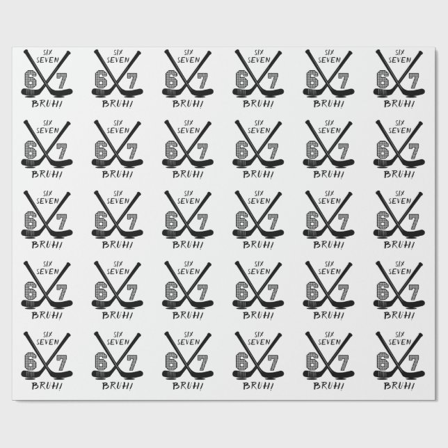 Papier Cadeau 67 Six Seven Mème Drôle Mème de Pourriture Cérébra (Plat)