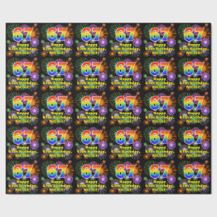 Papier Cadeau 67e anniversaire : Fun Fireworks, Rainbow Look # "