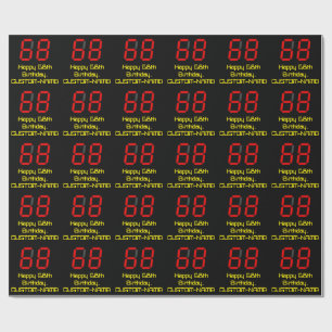 Papier Cadeau 68e anniversaire : Rouge Digital Clock Style "68"