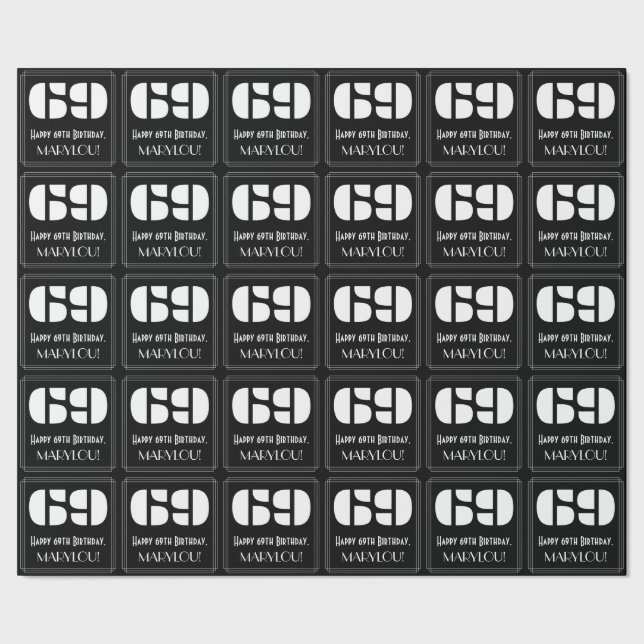 Papier Cadeau 69e anniversaire : Art Déco Inspiré Look "69" & No (Couture)