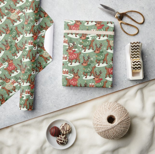 Papier Cadeau 6-7 Équipe de Renne Noël (Artisanat)