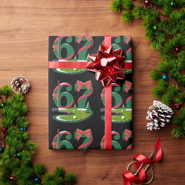 Papier Cadeau 6 7 Six Seven Golf Gen Z Alpha Mème Xmas Golfing (Cadeau de vacances)