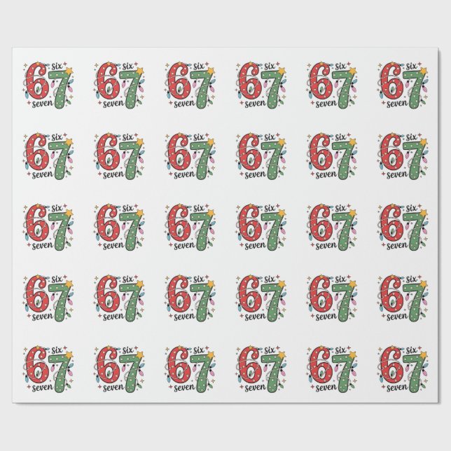 Papier Cadeau 6 7 Six Seven Main Génération Z Alpha Mème Slang N (Plat)