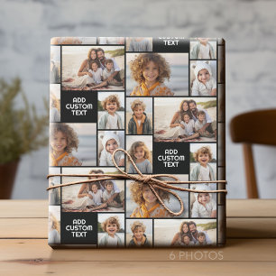 Papier Cadeau 6 collage photo - couleur solide - texte blanc