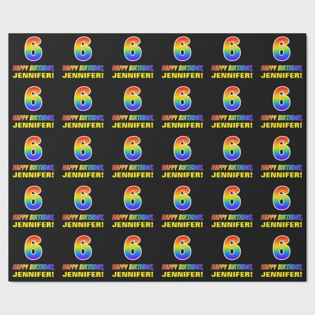 Papier Cadeau 6e anniversaire : Bold, amusant, simple, arc-en-ci (Couture)