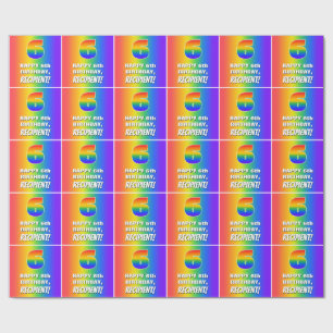 Papier Cadeau 6e anniversaire : coloré, amusant Motif arc-en-cie