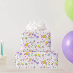 Papier Cadeau 6e anniversaire Unicorn Motif blanc