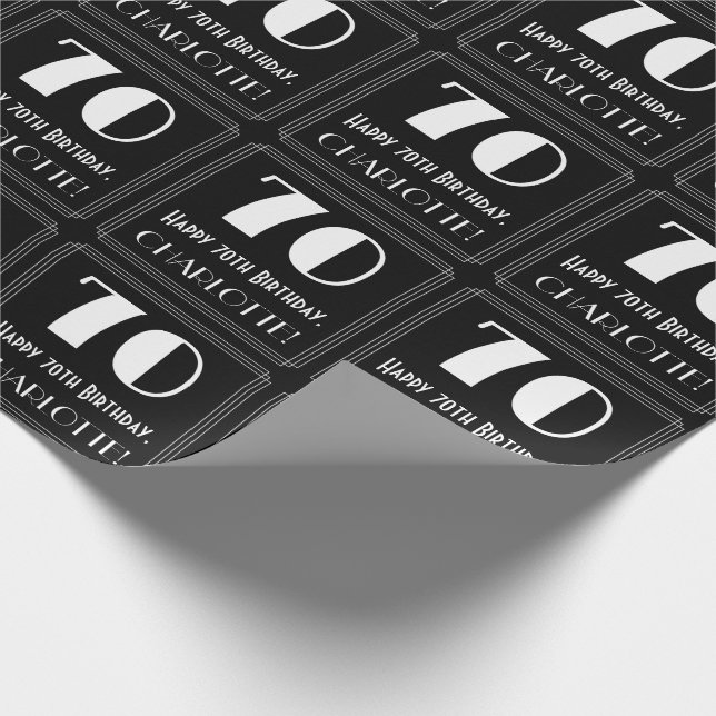 Papier Cadeau 70e anniversaire - Art Déco Inspiré Look "70", Nom (Coin)