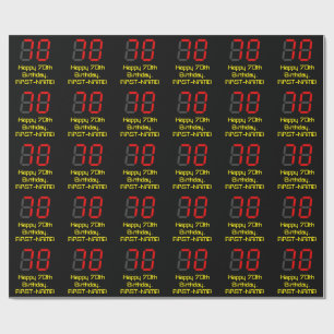 Papier Cadeau 70e anniversaire : Rouge Digital Clock Style "70"