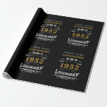 Papier Cadeau 70th Birthday 1952 Black Gold Ajouter Nom Légendai<br><div class="desc">Ajoutez le papier d'emballage d'anniversaire de votre nom. Modifiez le nom et l'année avec le modèle fourni. Une merveilleuse idée d'anniversaire noir sur mesure. Plus de cadeaux et de fournitures de fête disponibles avec le design "légendaire" dans le magasin.</div>