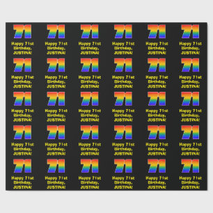 Papier Cadeau 71e Anniversaire : Amusant, Arc-en-ciel Coloré Ins