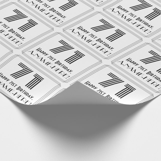 Papier Cadeau 71e anniversaire : Art Déco Style inspiré "71" + N (Coin)