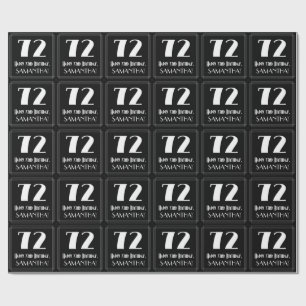 Papier Cadeau 72e anniversaire - Art Déco Inspiré Look "72", Nom