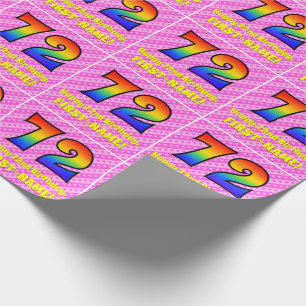 Papier Cadeau 72e anniversaire : Pink Stripes & Hearts, Arc en c