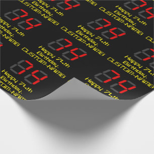 Papier Cadeau 74e anniversaire : Rouge Digital Clock Style "74" 