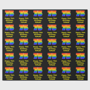 Papier Cadeau 75e anniversaire : Amusant, coloré arc-en-ciel ins