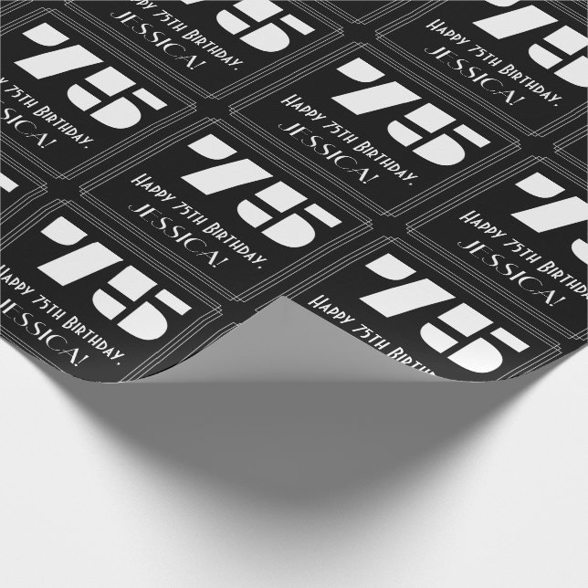 Papier Cadeau 75e anniversaire : Art Déco Inspiré Look "75" & No (Coin)