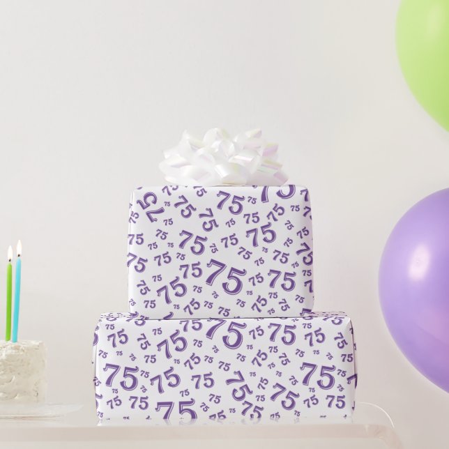 Papier Cadeau 75e anniversaire Random Numéro Motif 75 Violet (Cadeaux de fête)