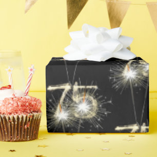 Papier Cadeau 75e anniversaire Sparklers en noir