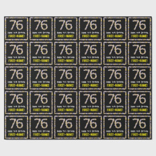 Papier Cadeau 76e anniversaire : Floral Flowers Numéro, Nom pers