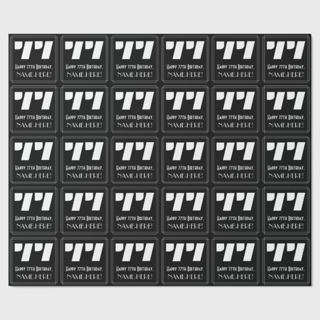 Papier Cadeau 77e anniversaire : Art Déco Inspiré Look "77" & No (Couture)