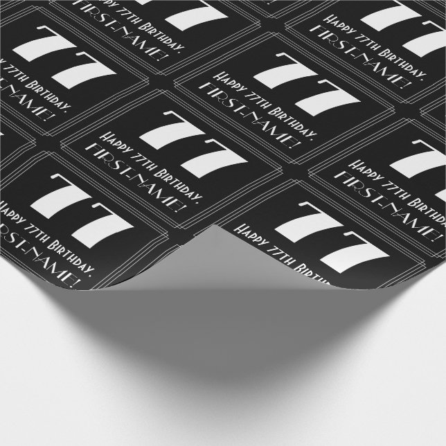 Papier Cadeau 77e anniversaire - Art Déco Inspiré Look "77", Nom (Coin)