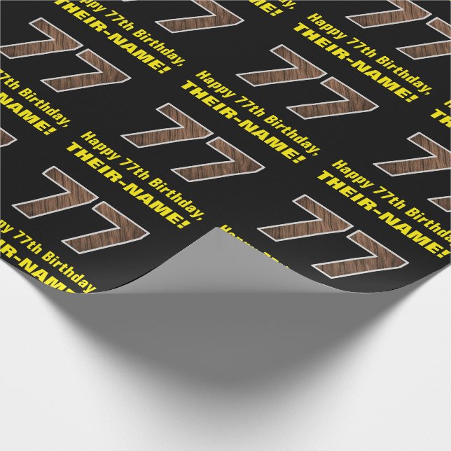 Papier Cadeau 77e anniversaire : Nom et Faux Motif de grains de  (Coin)