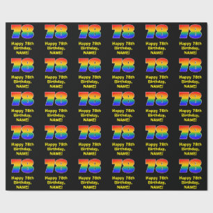 Papier Cadeau 78e anniversaire : Arc-en-ciel coloré amusant ins