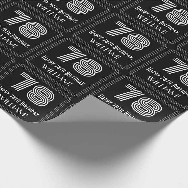 Papier Cadeau 78e anniversaire : Art Déco Inspiré Look "78" avec (Coin)