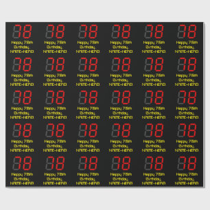 Papier Cadeau 78e anniversaire : Rouge Digital Clock Style "78"