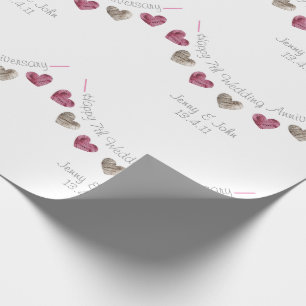 Papier Cadeau 7e anniversaire mariage de l'éclosion du coeur de