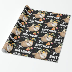 Papier Cadeau 7e anniversaire Sloth Girl Party mignonne Sloth Lo