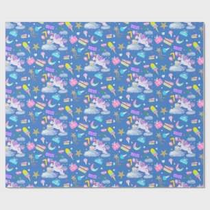 Papier Cadeau 7e anniversaire Unicorn Motif bleu