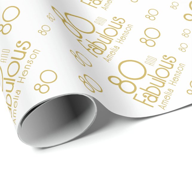 Papier Cadeau 80 ans et Fabuleux Anniversaire Moderne de 80 ans (Coin rond)