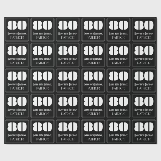 Papier Cadeau 80e anniversaire : Art Déco Inspiré Look "80" & No (Couture)